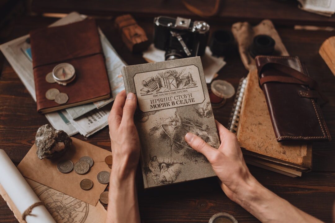 person organizing vintage items